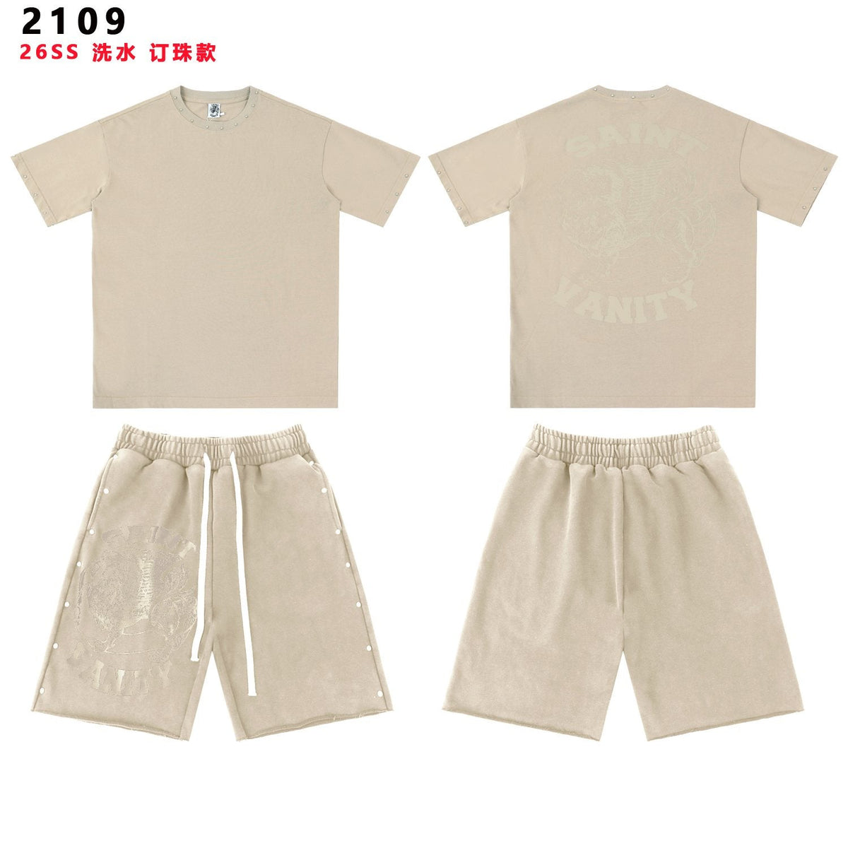 SAINT Vanity Washed Graphic Short-Sleeve Set